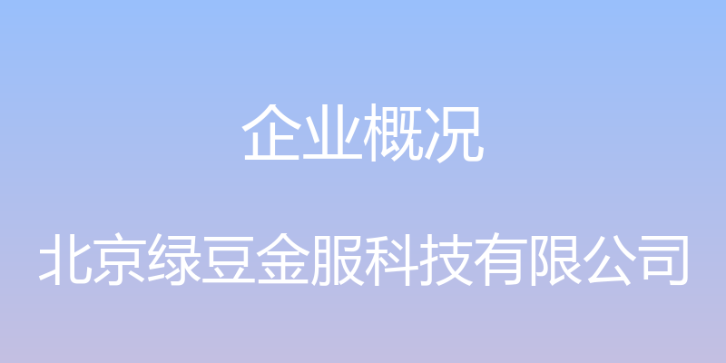 企业概况 - 北京绿豆金服科技有限公司